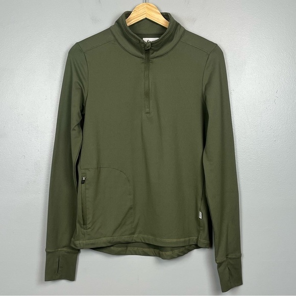 Feat women’s olive green 1/4 zip athletic pullover top, size small. - Picture 1 of 10